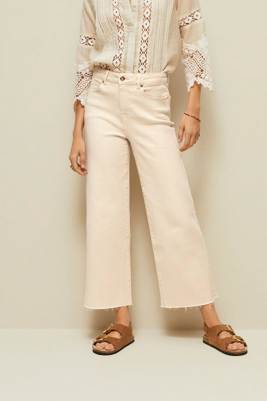 Cropped Wide Leg Jeans Peach Pink