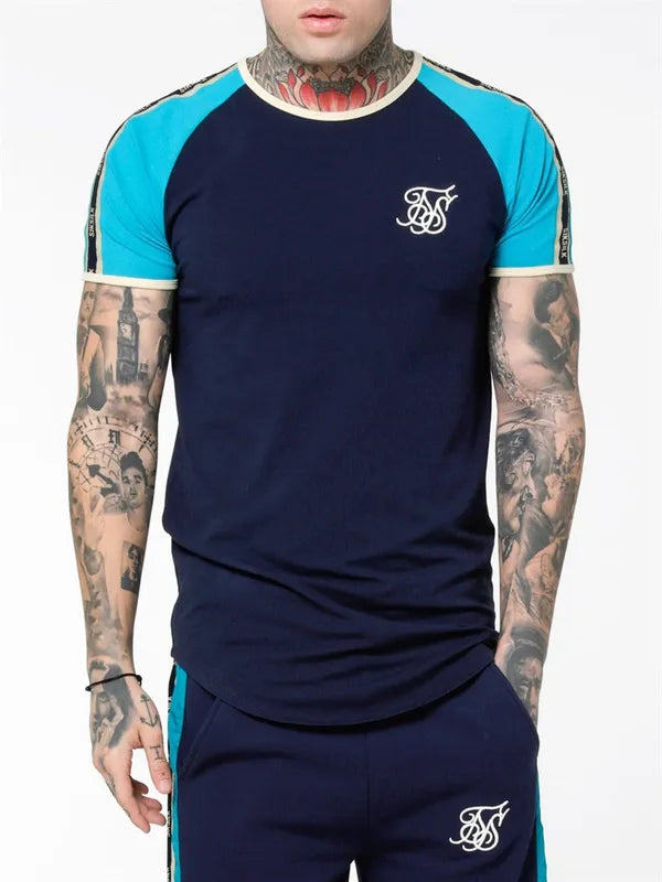 Contrast Tape Gym Tee Teal/Navy