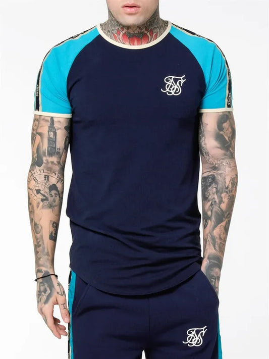 Contrast Tape Gym Tee Teal/Navy