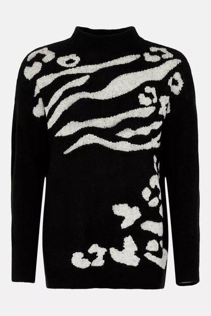 Mixed Animal Roll Neck Jumper