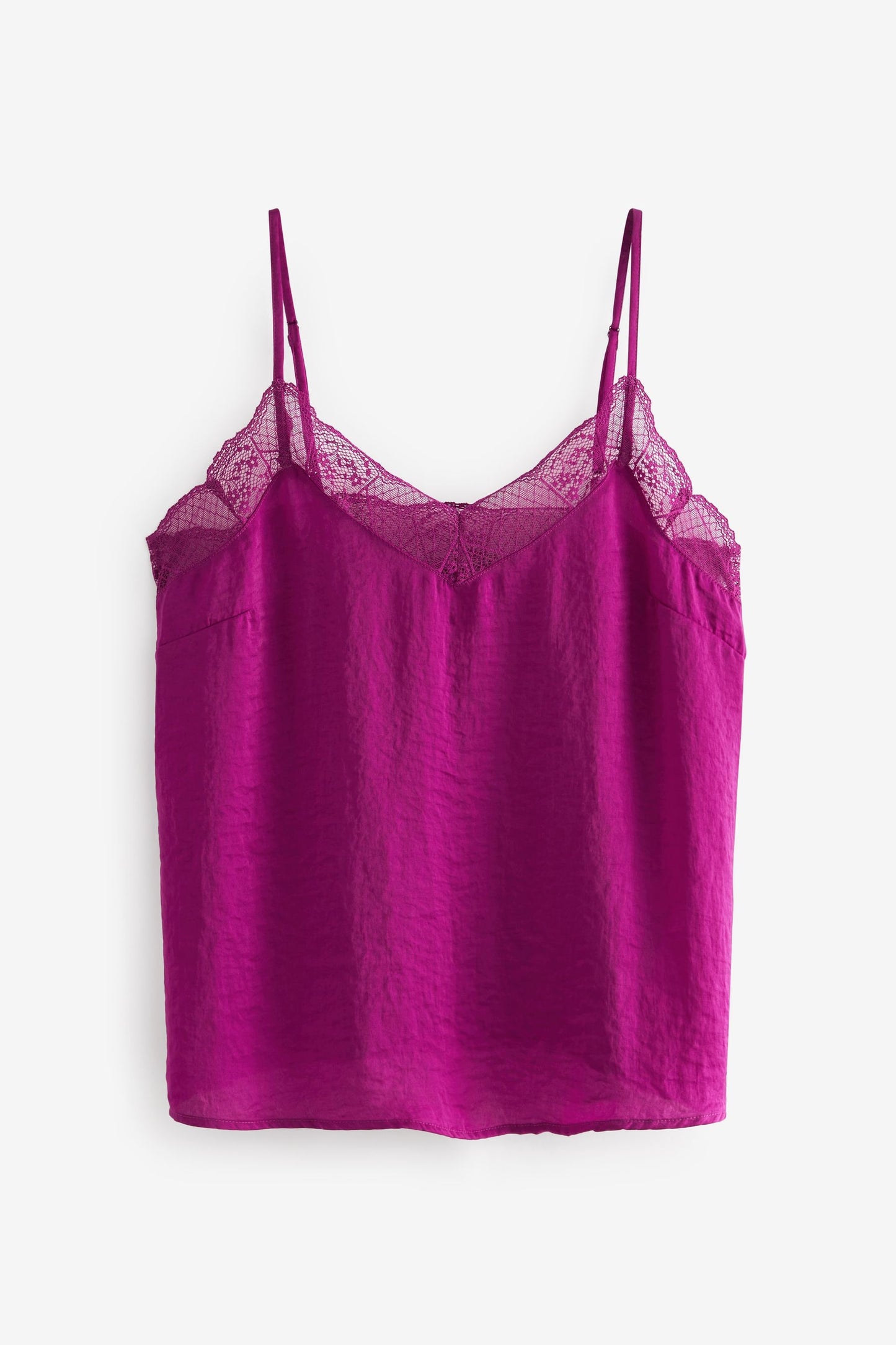 Pink Lace Trim Strappy Cami Top