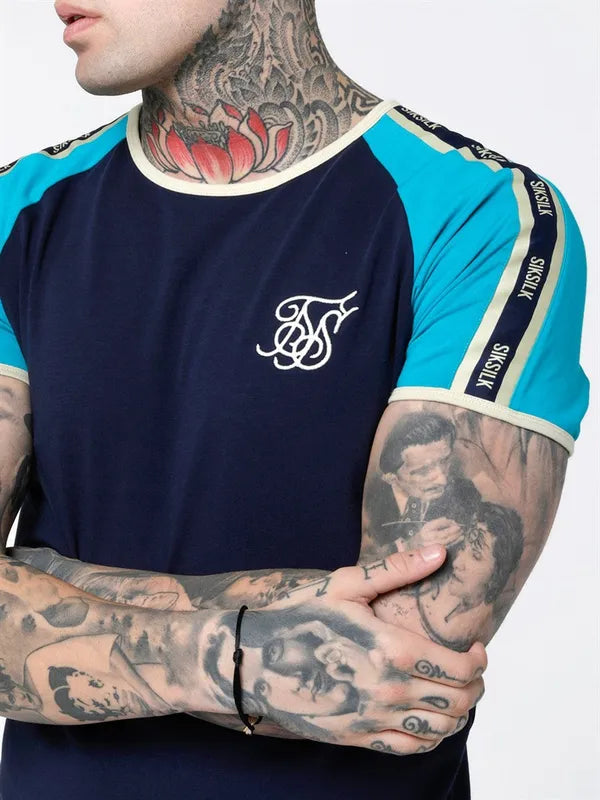 Contrast Tape Gym Tee Teal/Navy