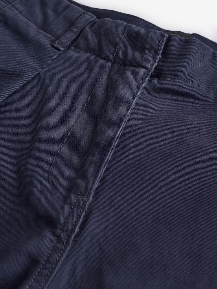 Navy 100% Cotton Barrel Leg Chinos