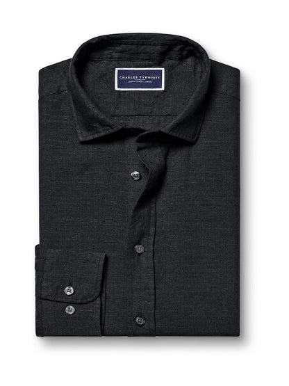 Pure Linen Slim Fit Shirt - Black