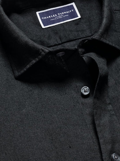 Pure Linen Slim Fit Shirt - Black