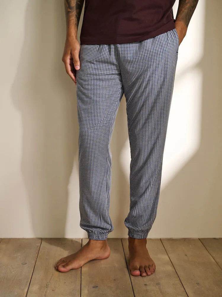 Blue Check Motionflex Cosy Short Sleeve Cuffed Pjamas