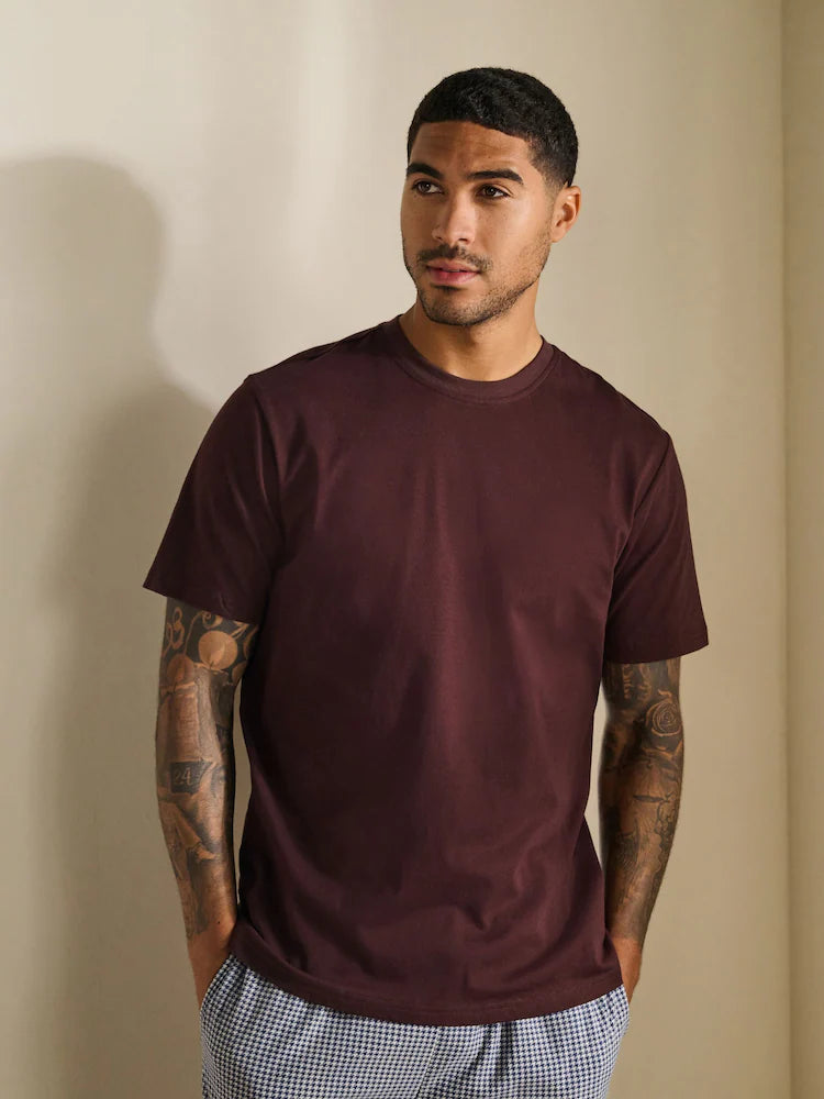 Blue Check Motionflex Cosy Short Sleeve Cuffed Pjamas