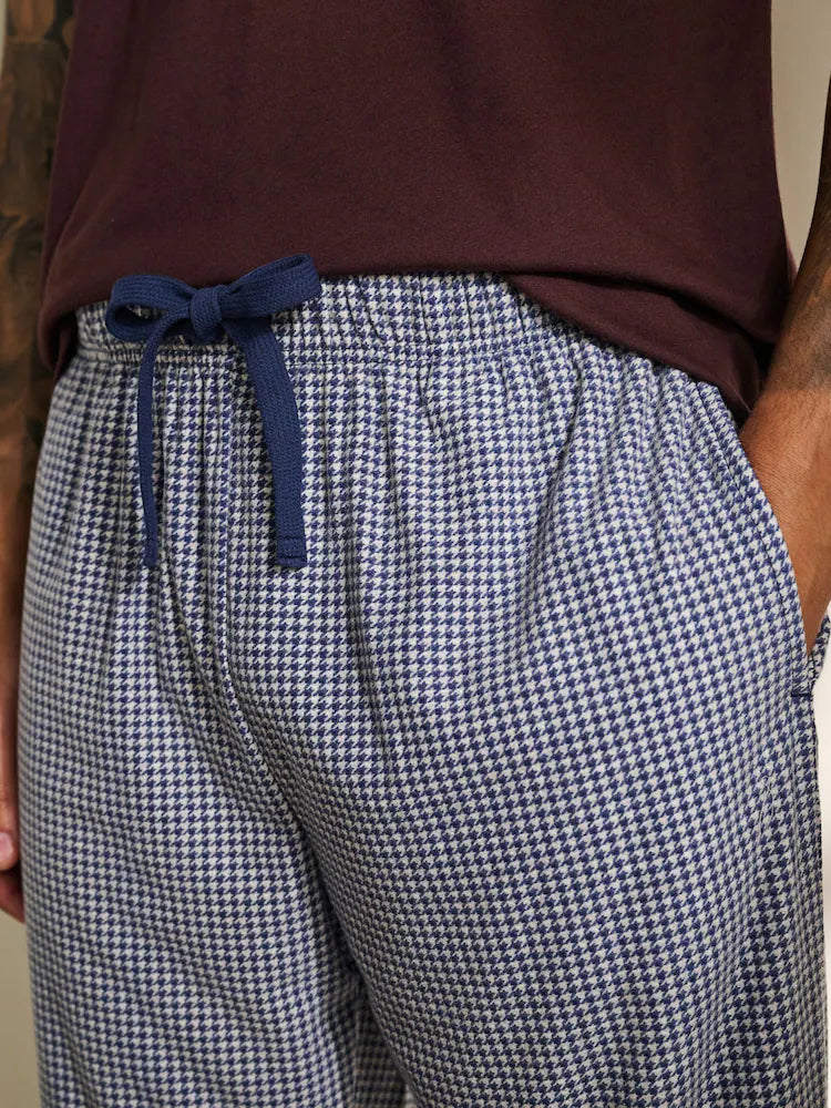 Blue Check Motionflex Cosy Short Sleeve Cuffed Pjamas
