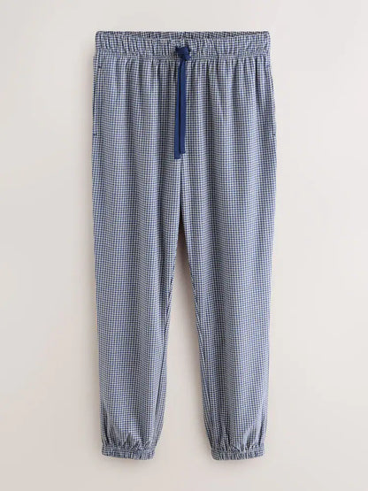 Blue Check Motionflex Cosy Short Sleeve Cuffed Pjamas