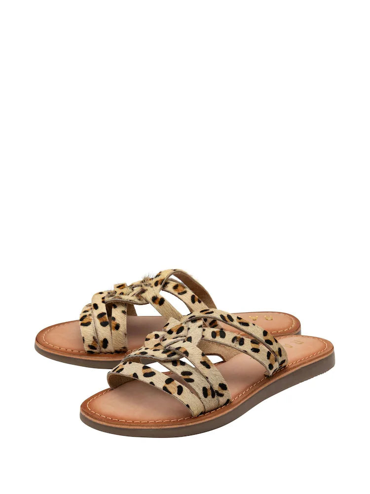 Ravel Animal Print Leather Flat Mule Sandals