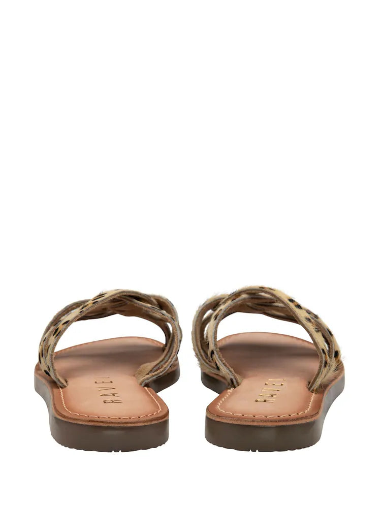 Ravel Animal Print Leather Flat Mule Sandals