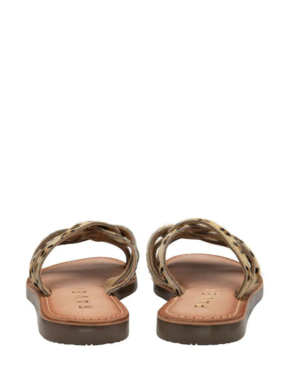 Ravel Animal Print Leather Flat Mule Sandals