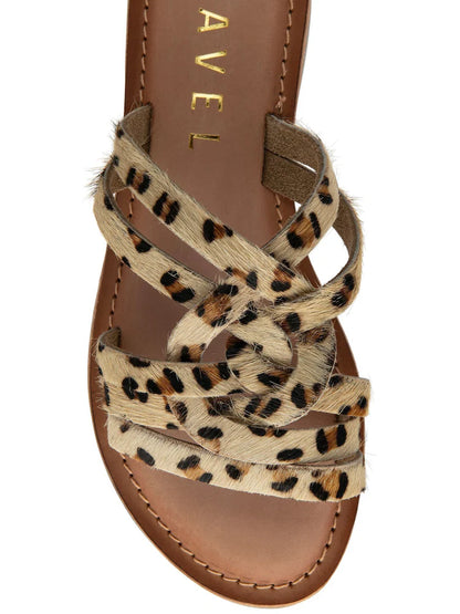 Ravel Animal Print Leather Flat Mule Sandals