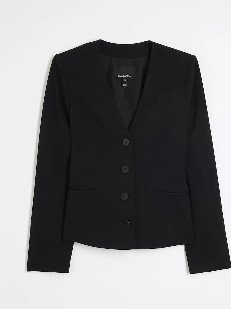 River Island Black Button Front Blazer