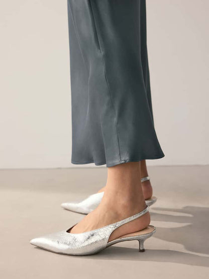Charcoal Grey Satin Midi Skirt