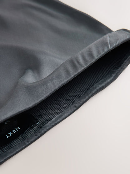 Charcoal Grey Satin Midi Skirt