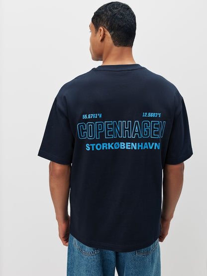 Navy Copenhagen Regular Fit Graphic Print Heavy Weight T-Shirt