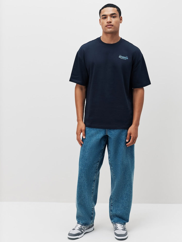 Navy Copenhagen Regular Fit Graphic Print Heavy Weight T-Shirt