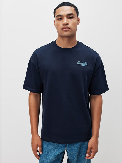 Navy Copenhagen Regular Fit Graphic Print Heavy Weight T-Shirt