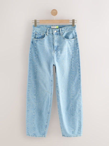 Mid Blue Denim Horseshoe Barrel Jeans