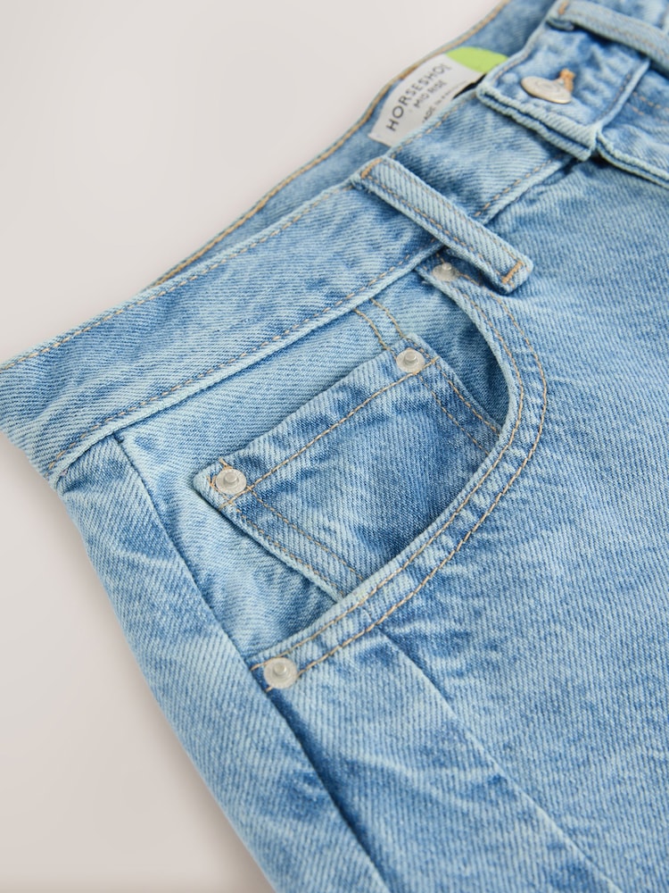 Mid Blue Denim Horseshoe Barrel Jeans