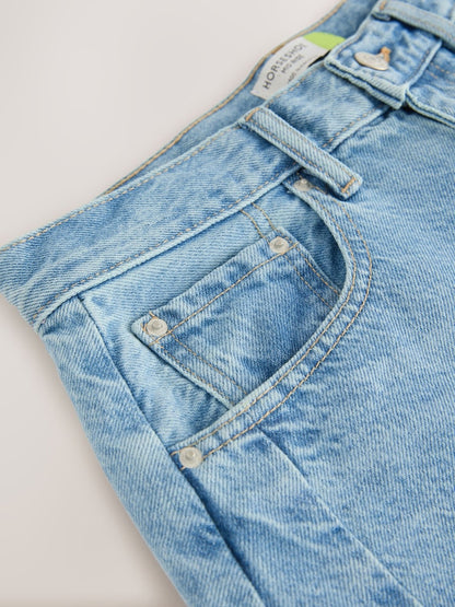 Mid Blue Denim Horseshoe Barrel Jeans