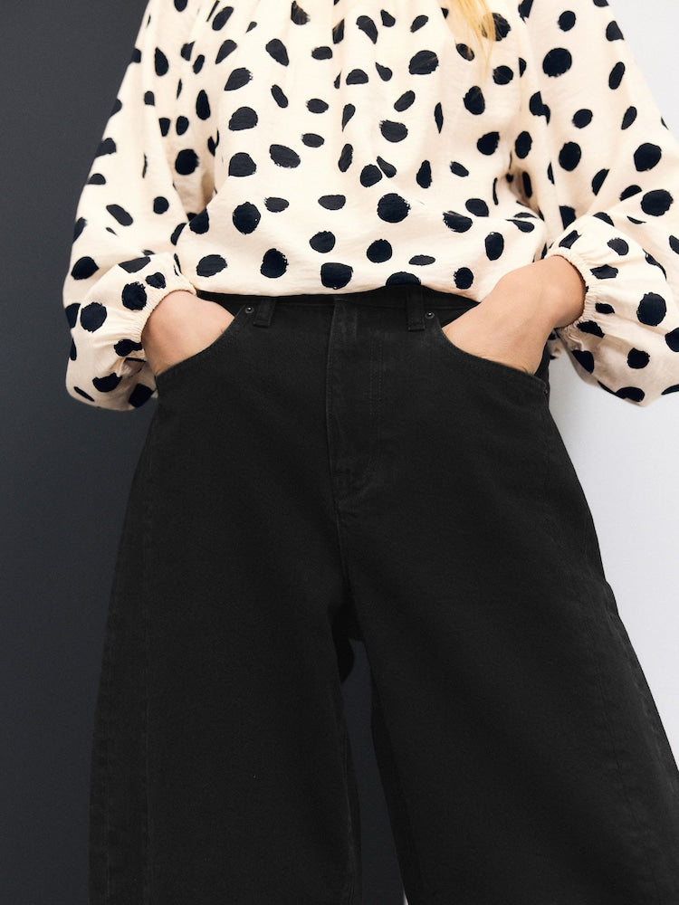 Black Horseshoe Barrel/Balloon Leg Jeans