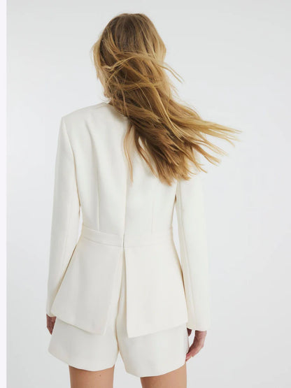 River Island Cream Peplum Long Sleeve Playsuit