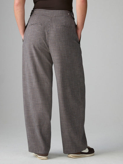 Brown Check Barrel Tailored Trousers