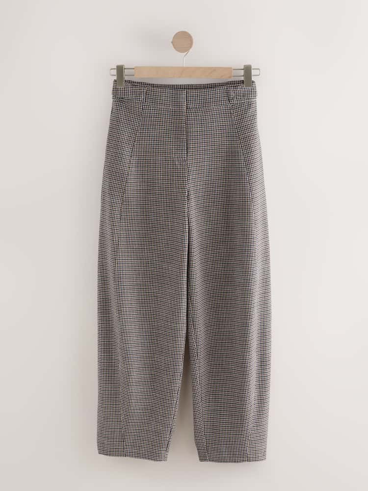 Brown Check Barrel Tailored Trousers