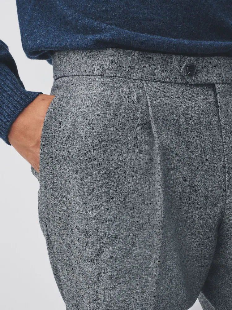 Grey Tailored Fit Wool Blend Suits Trousers