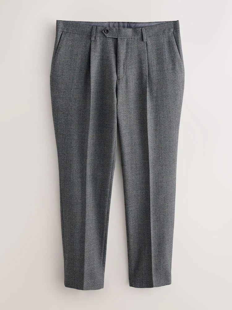 Grey Tailored Fit Wool Blend Suits Trousers