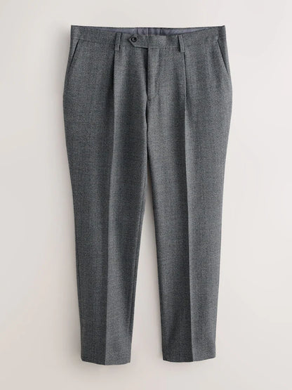 Grey Tailored Fit Wool Blend Suits Trousers