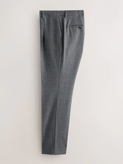 Grey Tailored Fit Wool Blend Suits Trousers