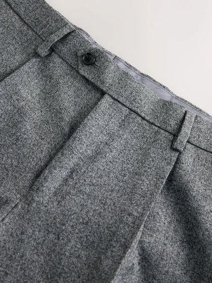 Grey Tailored Fit Wool Blend Suits Trousers