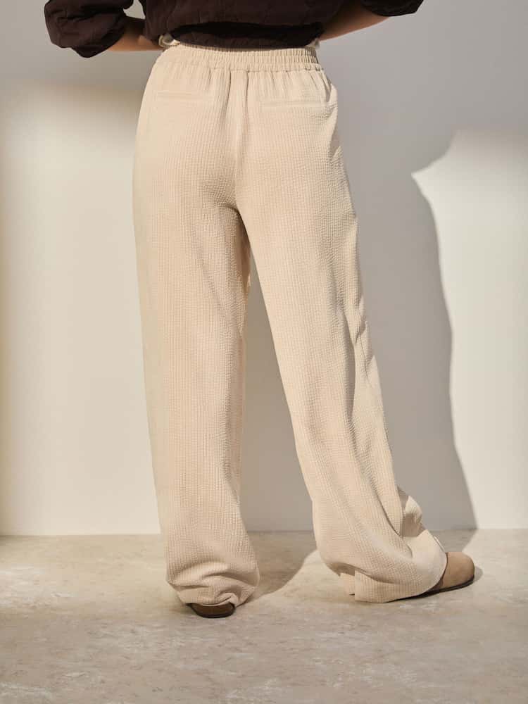 Wide Leg Soft Trousers Ecru