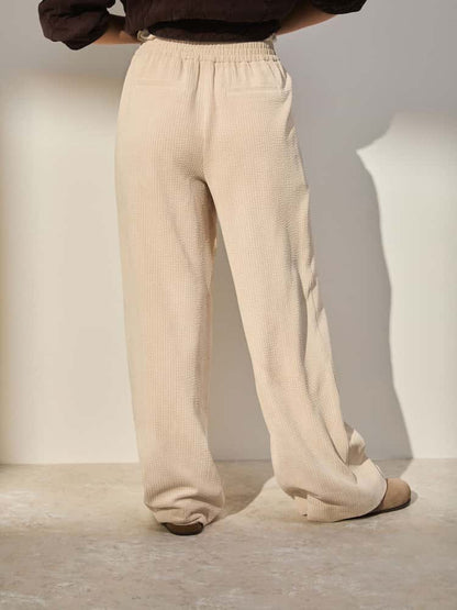 Wide Leg Soft Trousers Ecru