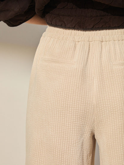 Wide Leg Soft Trousers Ecru