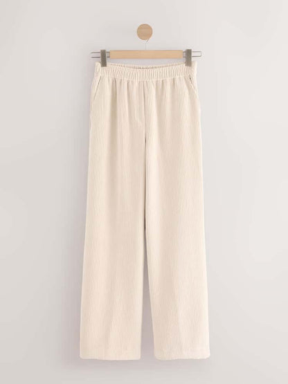 Wide Leg Soft Trousers Ecru