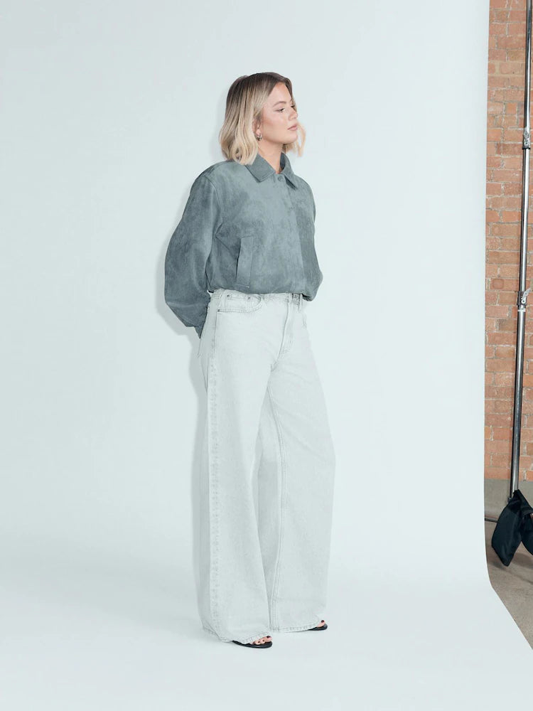 Grey Wide Leg Jeans