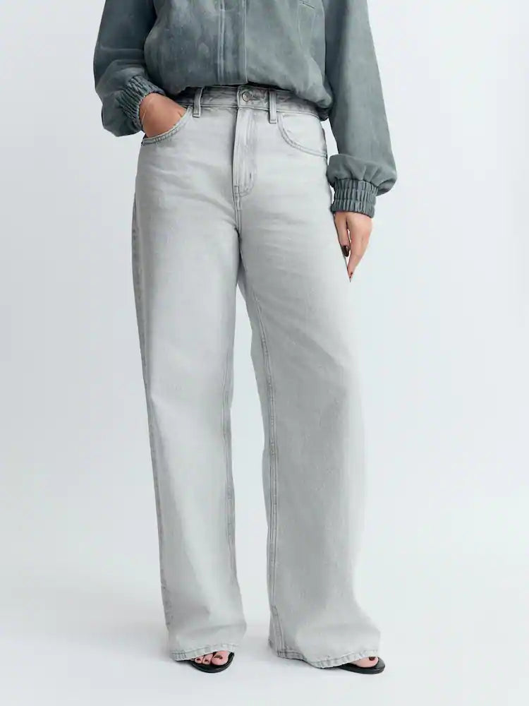 Grey Wide Leg Jeans