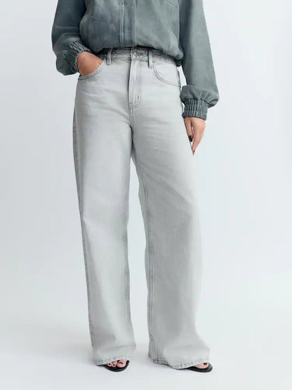 Grey Wide Leg Jeans