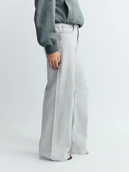 Grey Wide Leg Jeans