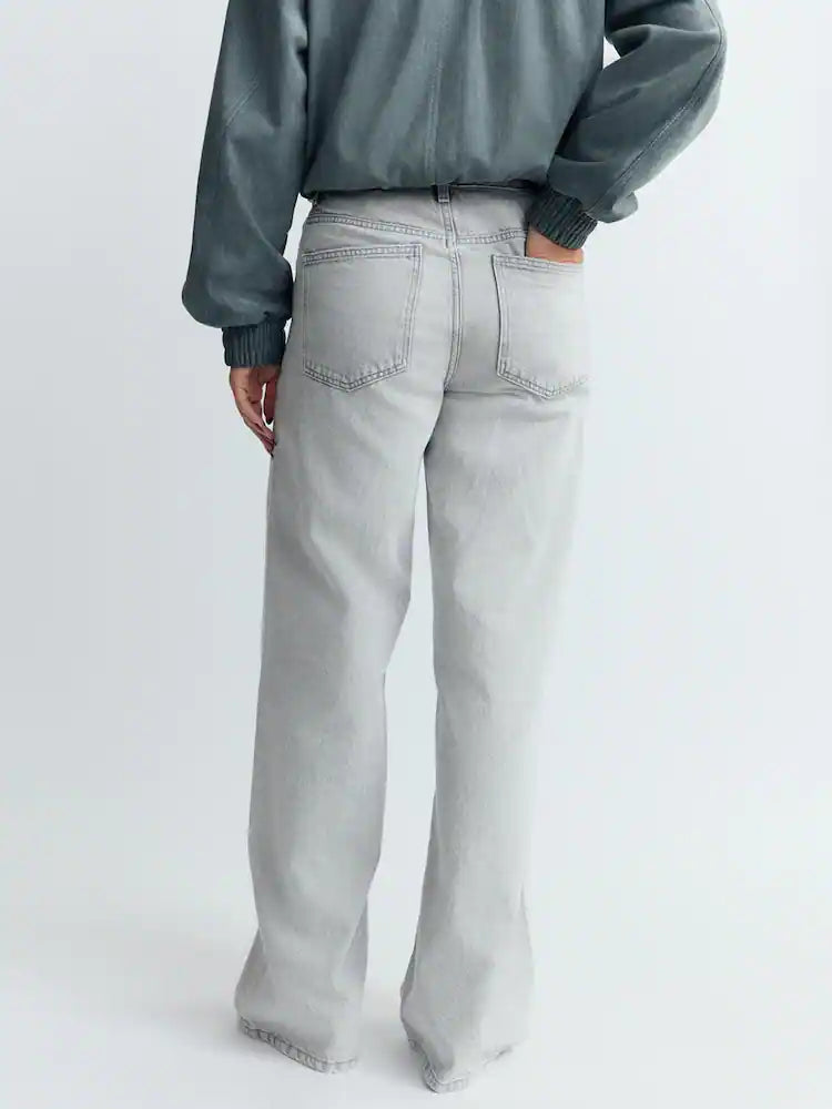 Grey Wide Leg Jeans