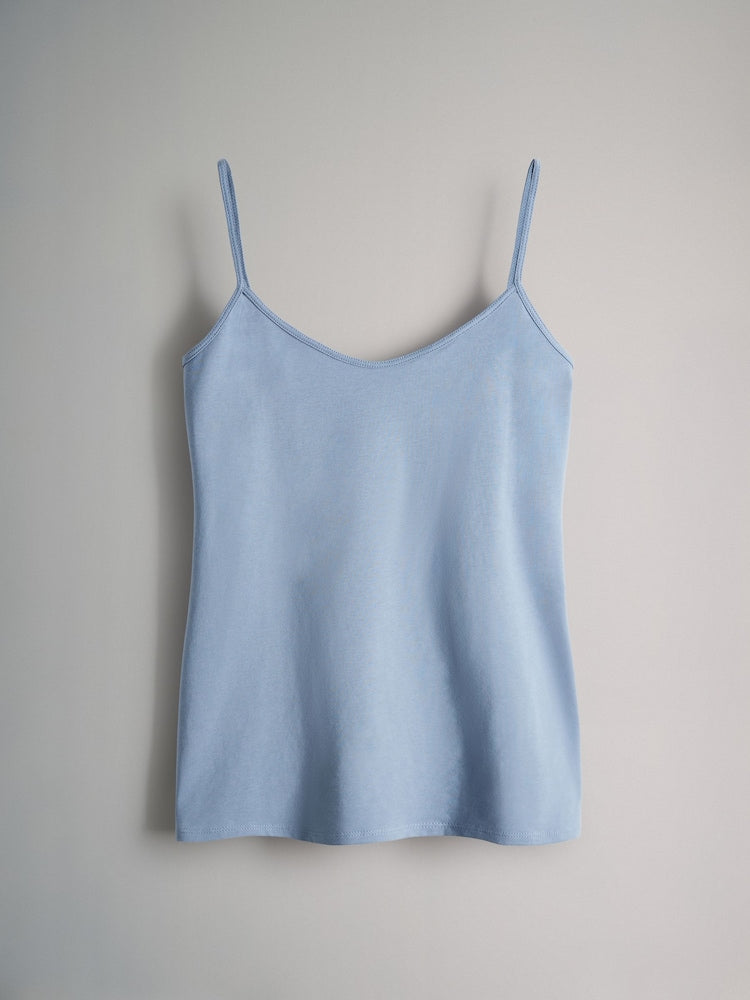 Spaghetti Strap Cotton Camisole Top Blue