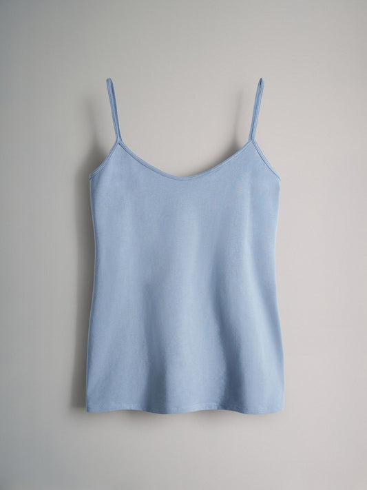 Spaghetti Strap Cotton Camisole Top Blue