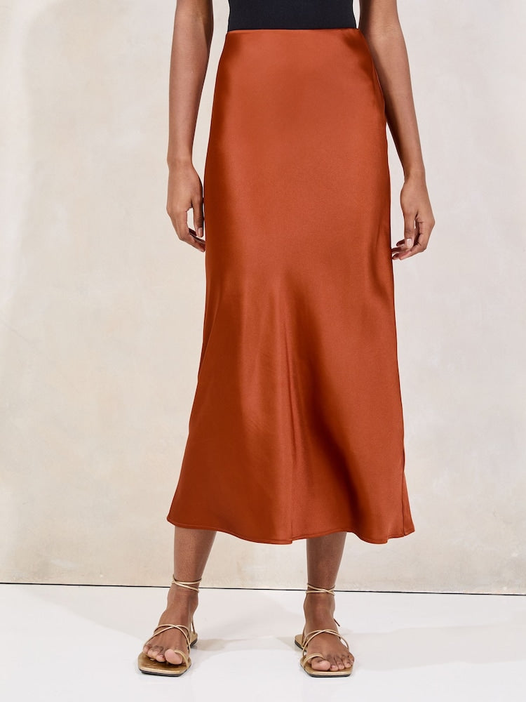 Satin Midi Skirt