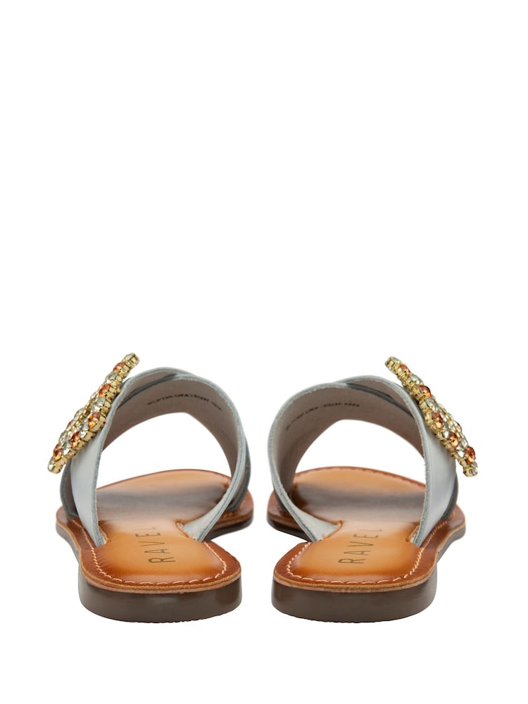 Ravel White Leather Mule Sandals