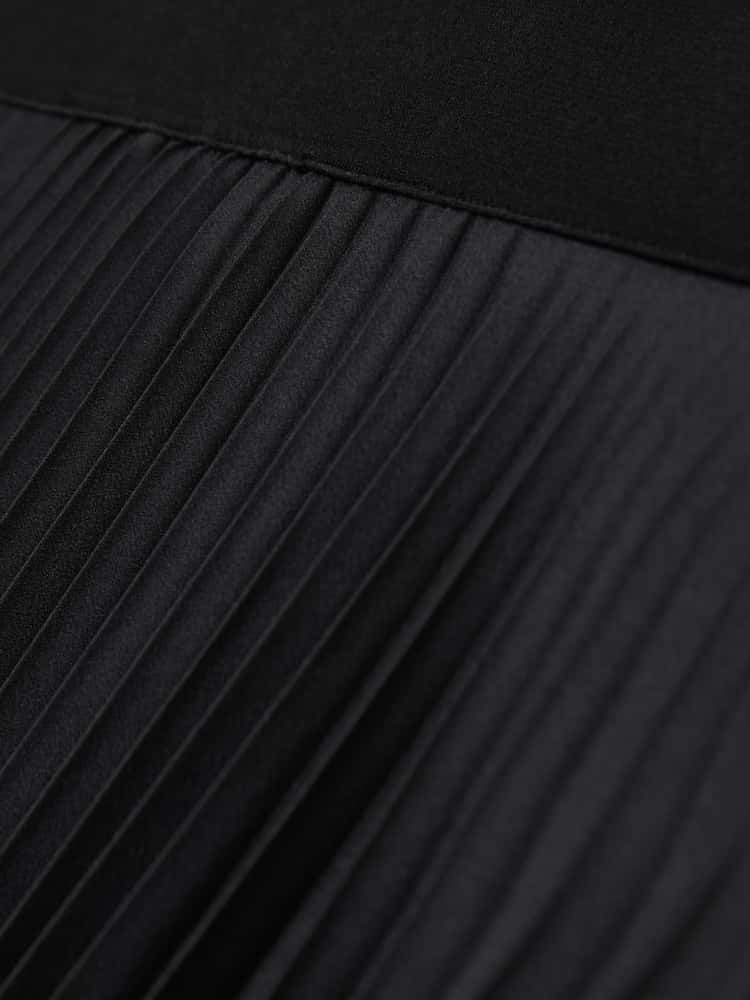 Reiss Black Seren Pleated Midi Skirt