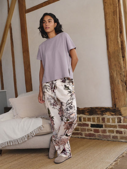 Purple Floral Short Sleeve Pyjamas